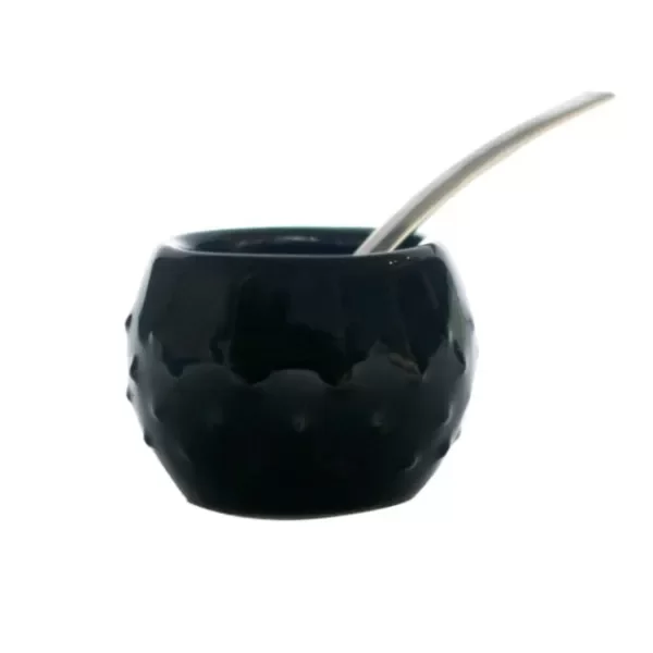 Mate Ceramica Negro con Bombilla MATE Y CO