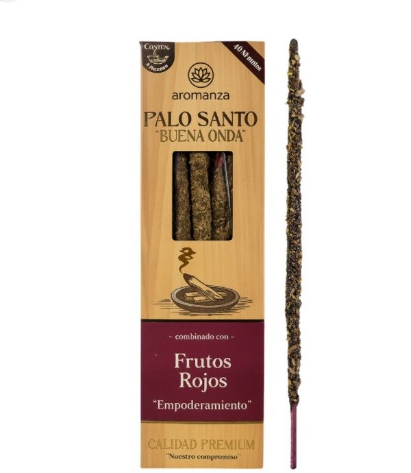 Sahumerio PALO SANTO Buena Onda FRUTOS ROJOS x 8 uni AROMANZA