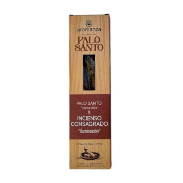 Sahumerio PALO SANTO Buena Onda INCIENSO CONSAGRADO x 8 uni AROMANZA