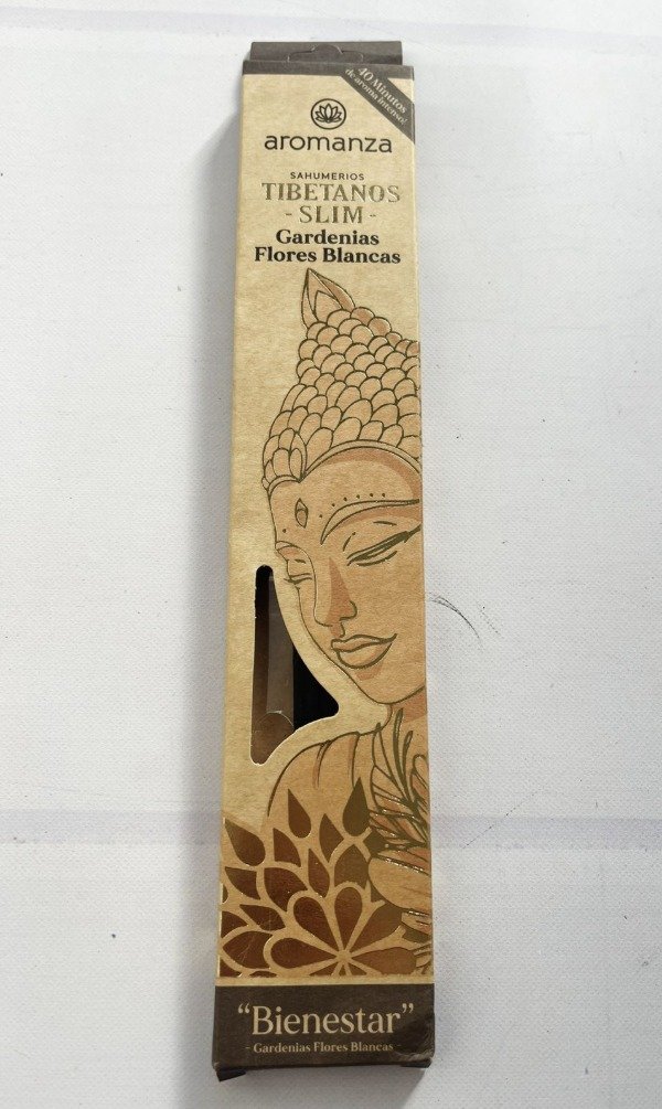 Sahumerios TIBETANOS SLIM Gardenias Flores Blancas x 10 uni AROMANZA