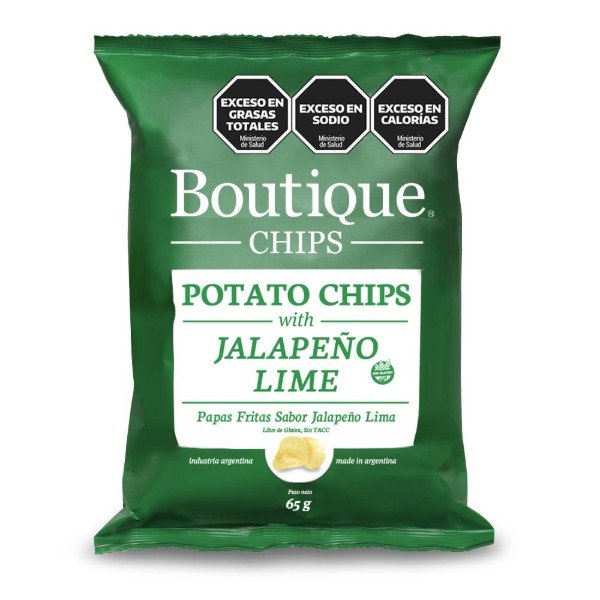 PROMO 2 X 1 Papas Fritas Jalapeño y lima 65 gr SIN TACC BOUTIQUE CHIPS