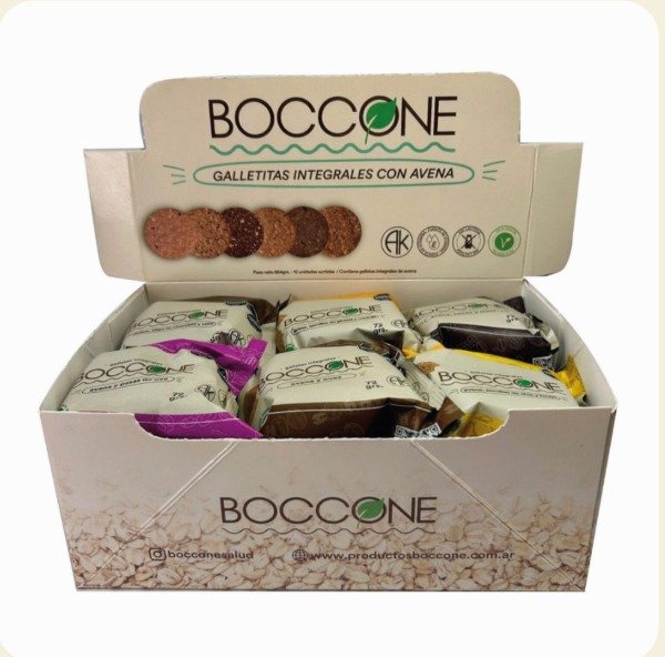 Con 10% DESCUENTO! Display de Cookies surtidas x 12unidades de 72gr BOCCONE