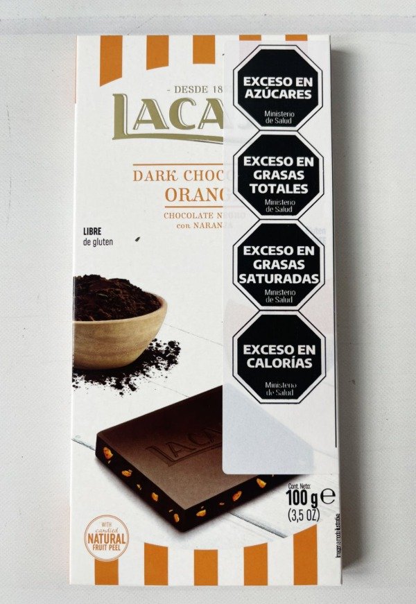 TABLETA Chocolate Negro con NARANJA SIN TACC x 100g LACASA