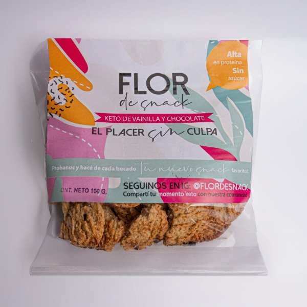 Galletitas KETO DE VAINILLA Y CHOCOLATE x 100 G FLOR de snack