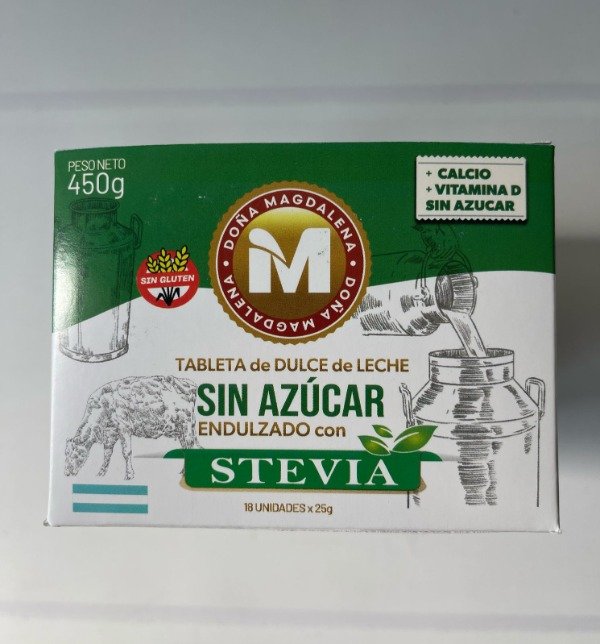 Tableta con STEVIA de Dulce de leche SIN AZUCAR x 18 uni DOÑA MAGDALENA
