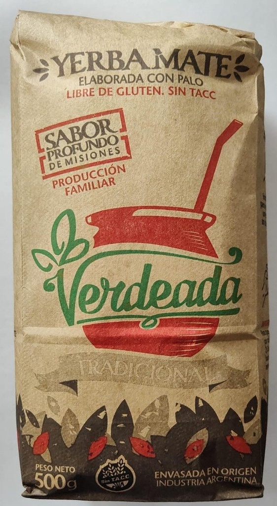 YERBA mate TRADICIONAL x 500gr sabor profundo SIN TACC VERDEADA