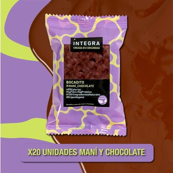 Bocaditos MANI y CHOCOLATE caja x 20 uni x 26gr INTEGRA