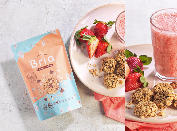 COOKIES Snack con CHOCOLATE Y AVELLANAS x 100gr VEGANO Avena y Quinoa BRIA