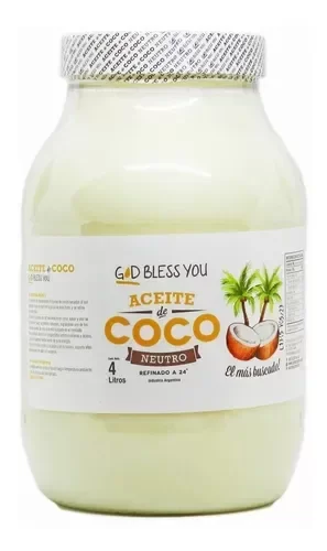 Aceite de coco NEUTRO Bidón x 4 lt GOD BLESS YOU