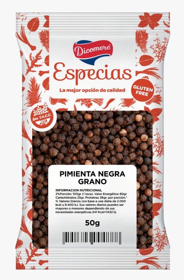 PIMIENTA NEGRA en grano Sin TACC Sobres x 30gr  DICOMERE