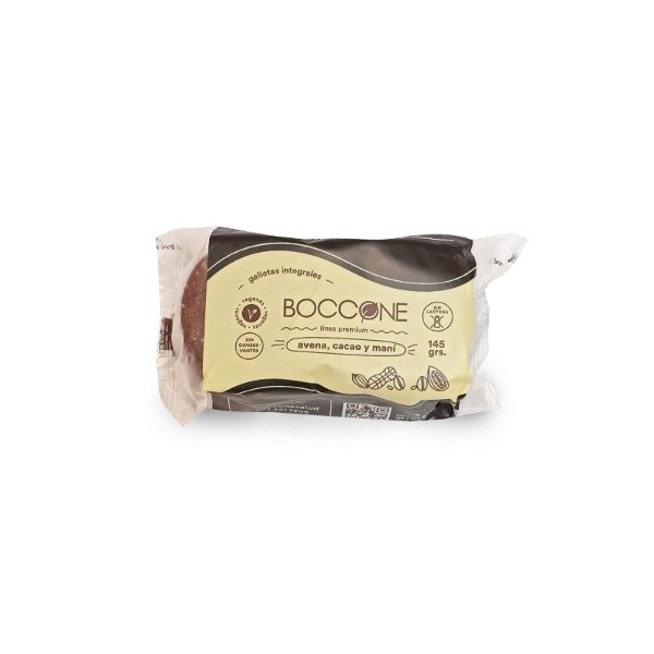 Galletitas Integrales VEGANAS de Avena Cacao y Maní x 145gr BOCCONE