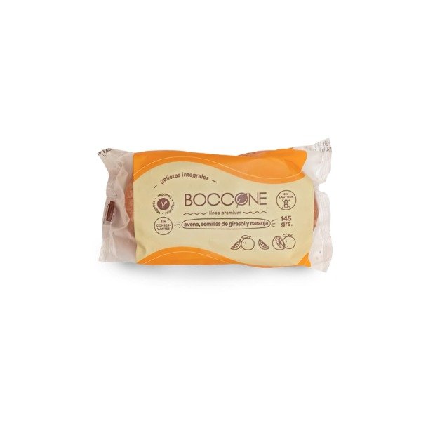 Galletitas Integrales VEGANAS Avena Girasol y Naranja x 145gr BOCCONE