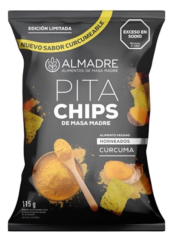 Pita Chips CÚRCUMA de Masa Madre VEGANOS x 115gr ALMADRE