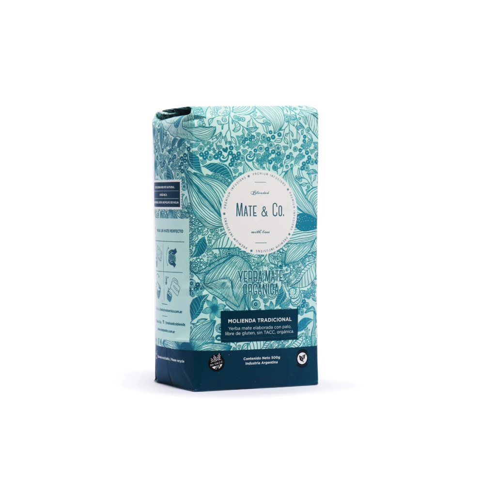Yerba Mate Orgánica Molienda Tradicional Con Palo x 500 g Mate & Co
