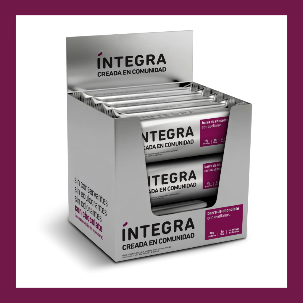 Barras de Chocolate con AVELLANA x 12u INTEGRA