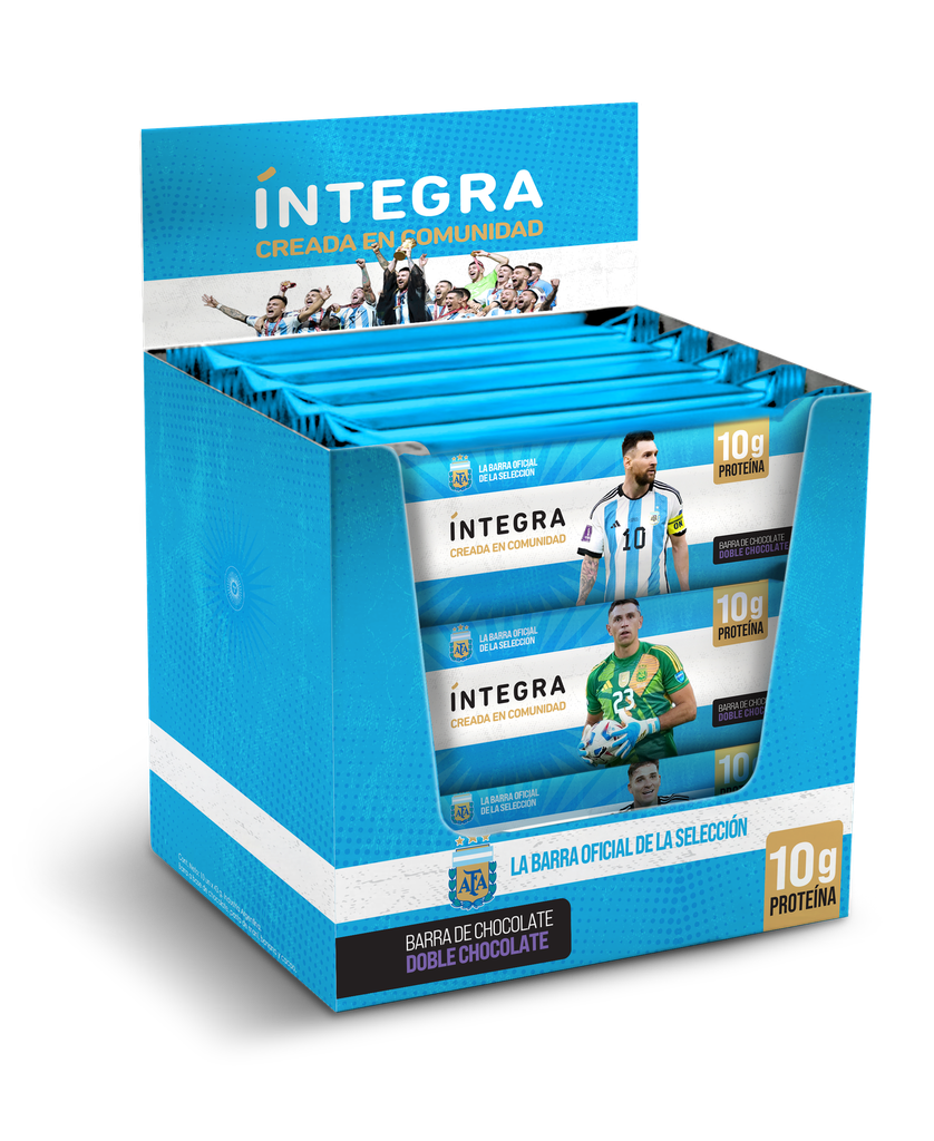 15% descuento (vto 11/26) - Barra de Chocolate DOBLE CHOCOLATE AFA-Oficial Selección Argentina x 12u INTEGRA