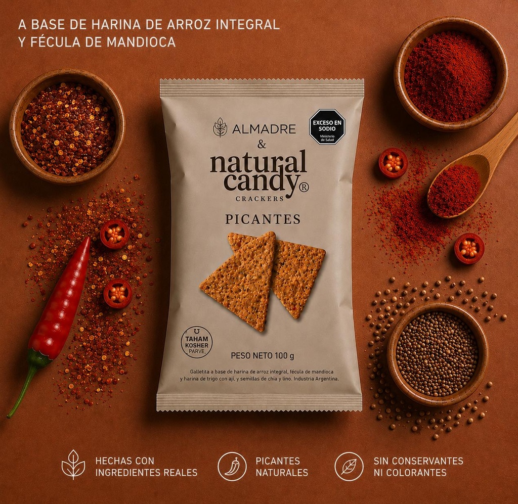 Crackers PICANTES x 100g ALMADRE & NATURAL CANDY