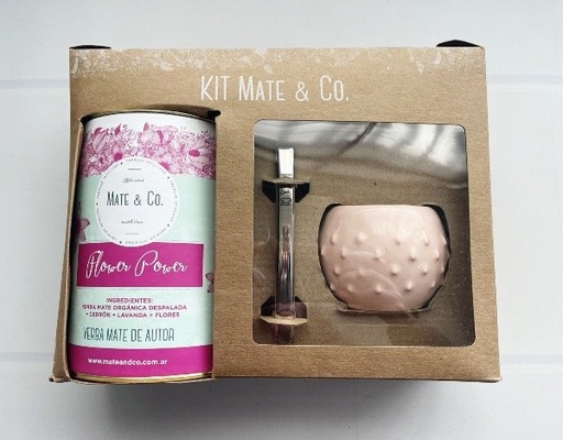 Kit Mate Rosa + Lata Yerba Flower Power - MATE Y CO