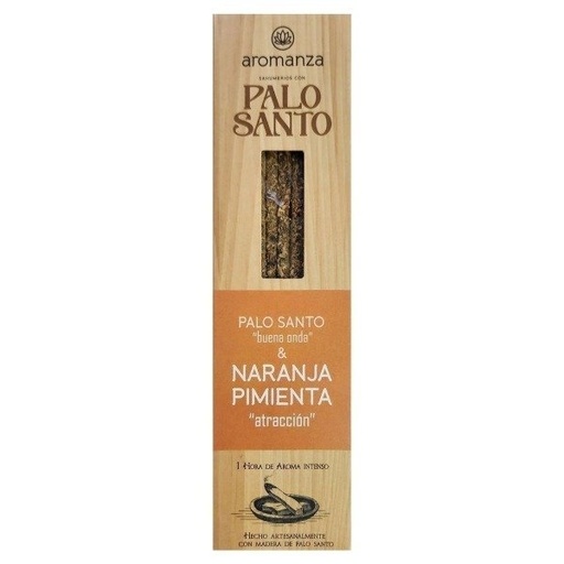Sahumerio PALO SANTO Buena Onda NARANJA PIMIENTA x 8 uni AROMANZA