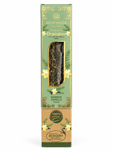 Sahumerios ORGÁNICOS VAINILLA/ROMERO x 8 uni AROMANZA