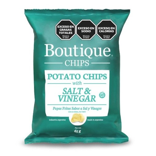 Papas Fritas Salt Y vinegar 65 gr SIN TACC BOUTIQUE CHIPS