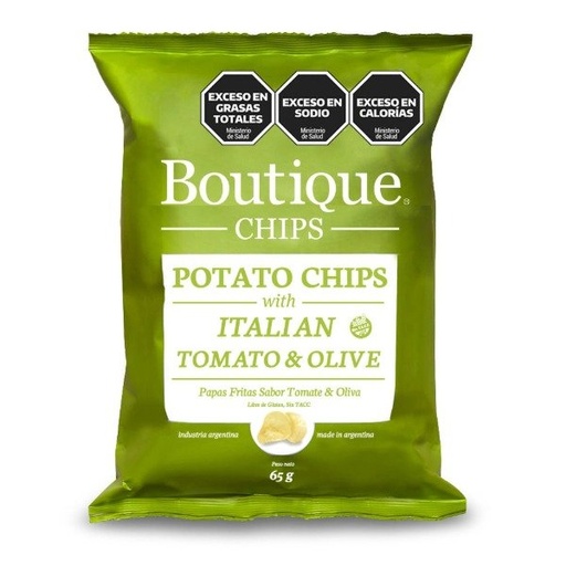 Papas Fritas Italian tomato Y olive 65 gr SIN TACC BOUTIQUE CHIPS