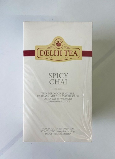 [DELHI21587204] TE SPICY CHAI con jengibre, cardamomo y clavo de olor x 20 saq DELHI TEA