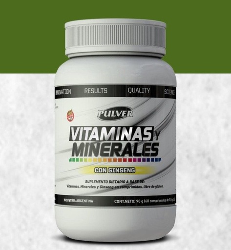 [PULVE20258981] VITAMINAS y MINERALES con ginseng SIN TACC comprimidos x 90g PULVER