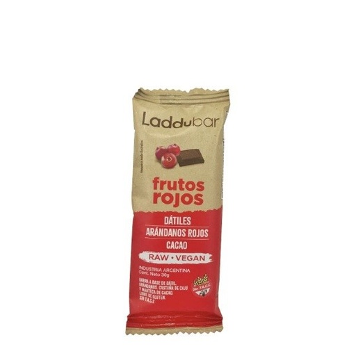 [LADDU3506437] Caja de Barritas Raw Veganas FRUTOS ROJOS  Sin Tacc x 30gr x 12u LADDUBAR