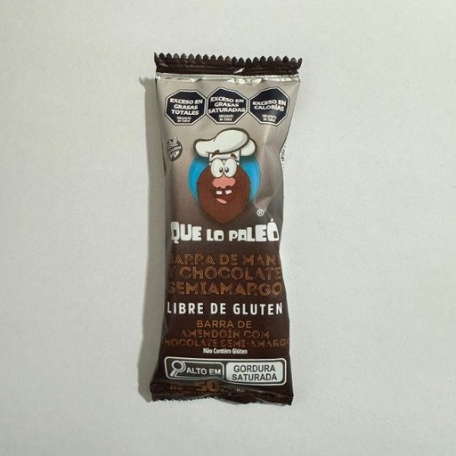 Barra de CHOCOLATE NEGRO y PASTA DE MANI SIN TACC x 12 uni x 50 gr QUE LO PALEO