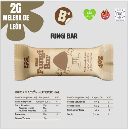 50 % DTO x TIEMPO LIMITADO!!! - Barritas Fungi Bar Melena de León display x6U SIN TACC  BRAVA