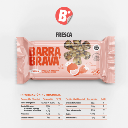 Barritas de Cereal TROPICAL Dátiles Arándanos y Almendras Sin TACC x 12 U BRAVA