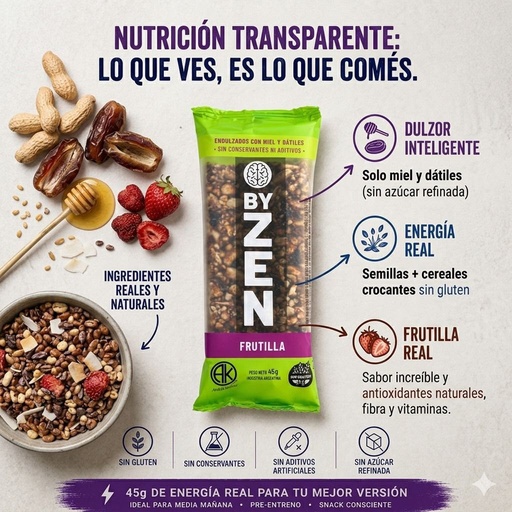Caja barra frutos secos y Frutilla x12u - BY ZEN
